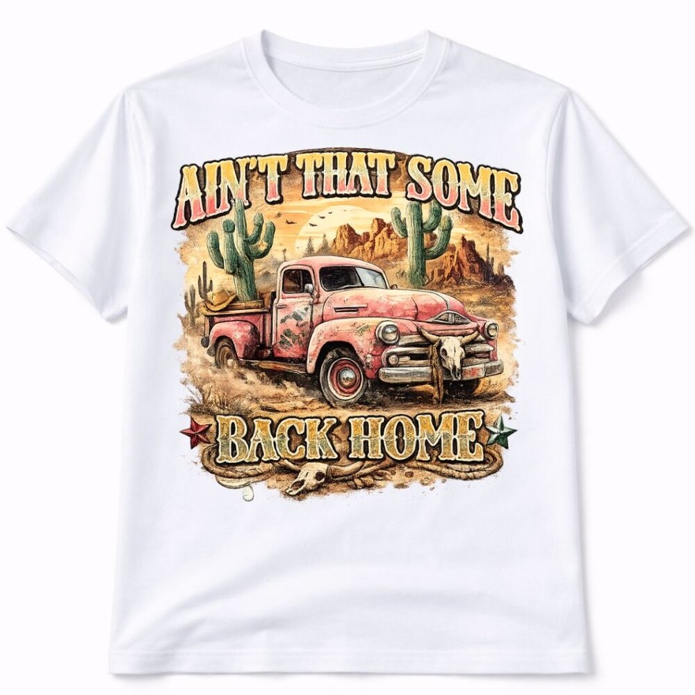 Back Home Western Graphic T Shirt Trendy Boutique Style Tee Womens Gift White